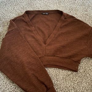 Drop Shoulder Solid Crop Top